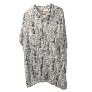 King Size Hawaiian Shirt Men 4XL Tall Tropical Beachy Resort Cruise Geometric